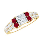 Lab Grown Diamond 5 MM Princess Cut Engagement Ring With Ruby Lab - ( EF-VS ) - Rosec Jewels