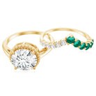 Certified Lab Grown Diamond 8 MM Engagement Ring With Emerald Enhancer Lab - ( EF-VS ) - Rosec Jewels