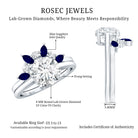 Certified Lab Grown Diamond Designer Engagement Ring Set With Sapphire Lab - ( EF-VS ) - Rosec Jewels