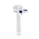 Certified Lab Grown Diamond Designer Engagement Ring Set With Sapphire Lab - ( EF-VS ) - Rosec Jewels