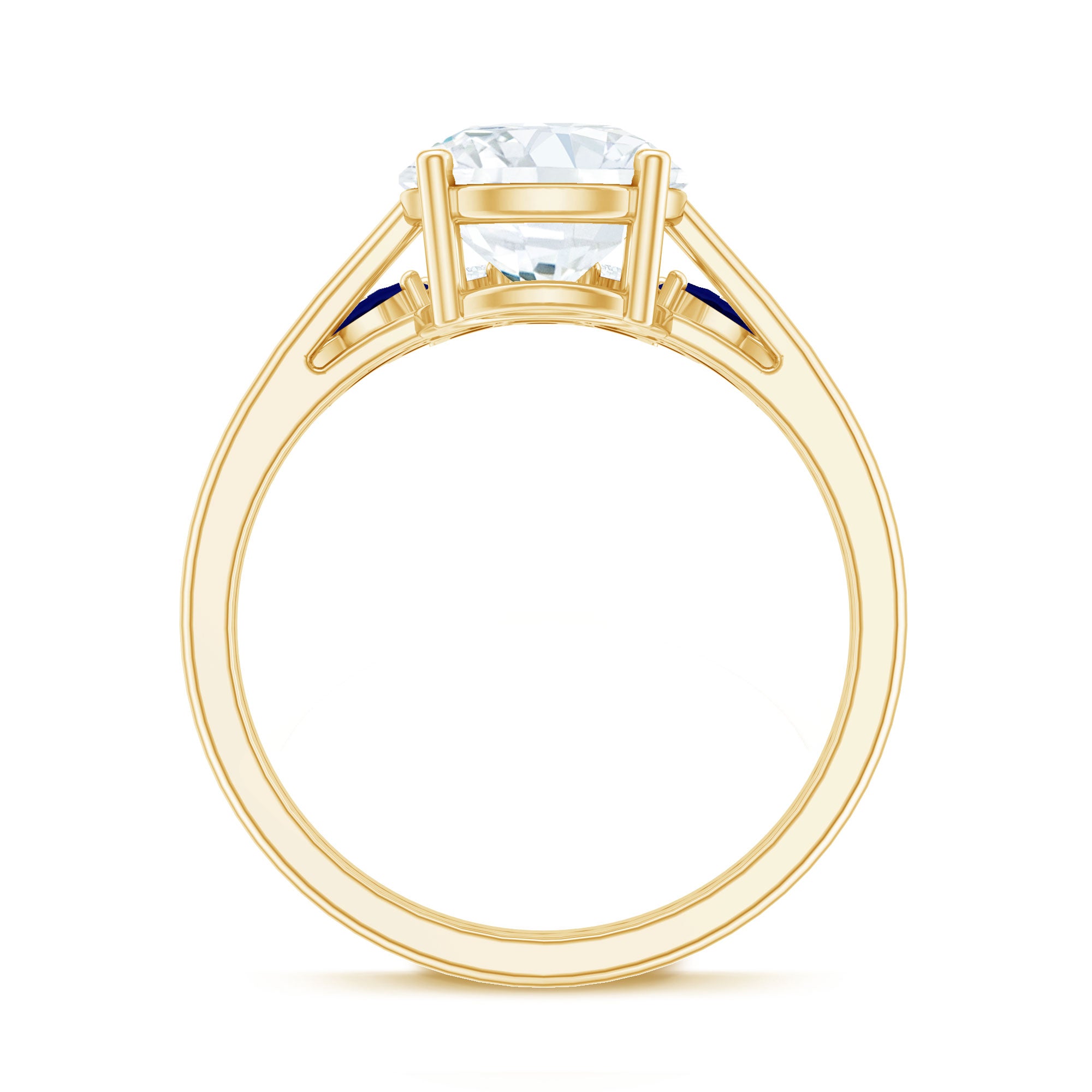 Certified Lab Grown Diamond Designer Engagement Ring Set With Sapphire Lab - ( EF-VS ) - Rosec Jewels