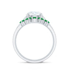 Certified 8 MM Lab Grown Diamond Engagement Ring With Emerald Wedding Band Lab - ( EF-VS ) - Rosec Jewels