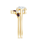 Certified 8 MM Lab Grown Diamond Bridal Ring Set With Garnet Enhancer Lab - ( EF-VS ) - Rosec Jewels
