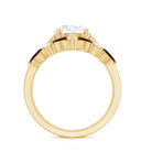 Certified 8 MM Lab Grown Diamond Bridal Ring Set With Garnet Enhancer Lab - ( EF-VS ) - Rosec Jewels