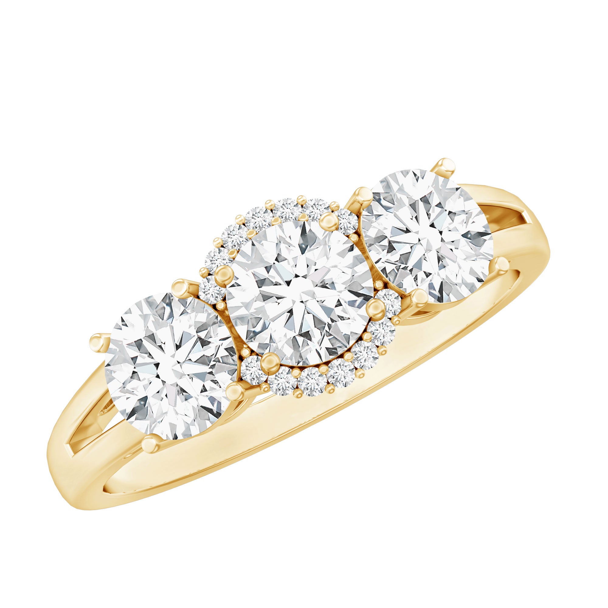 Certified Lab Grown Diamond Past Present Future Engagement Ring Lab - ( EF-VS ) - Rosec Jewels
