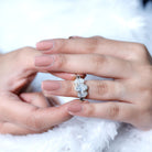 Certified Oval Lab Grown Diamond Three Stone Engagement Ring Lab - ( EF-VS ) - Rosec Jewels