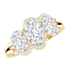 Certified Oval Lab Grown Diamond Three Stone Engagement Ring Lab - ( EF-VS ) - Rosec Jewels
