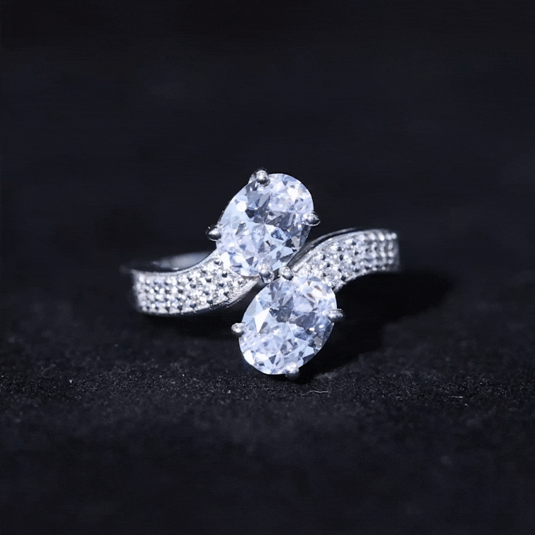 Certified Lab Grown Diamond Designer 2 Stone Engagement Ring Lab - ( EF-VS ) - Rosec Jewels
