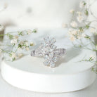 Certified Lab Grown Diamond Flower Engagement Ring For Women Lab - ( EF-VS ) - Rosec Jewels