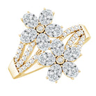 Certified Lab Grown Diamond Flower Engagement Ring For Women Lab - ( EF-VS ) - Rosec Jewels