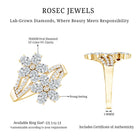 Certified Lab Grown Diamond Flower Engagement Ring For Women Lab - ( EF-VS ) - Rosec Jewels