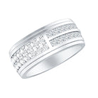 Certified Lab Grown Diamond Wide Wedding Band Ring Lab - ( EF-VS ) - Rosec Jewels