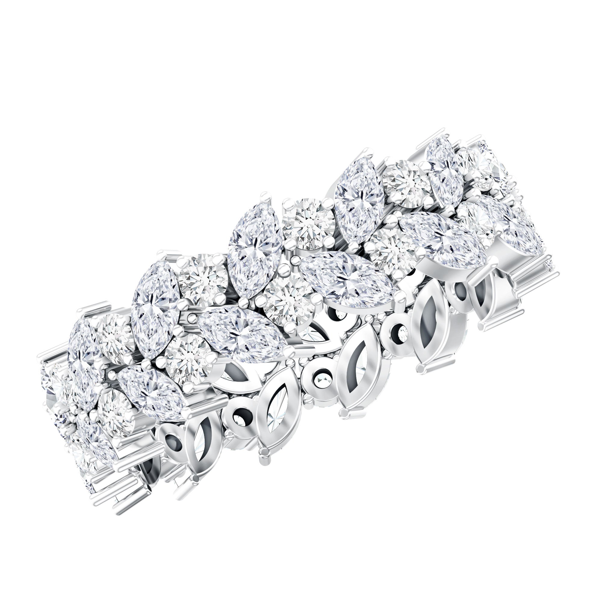 Certified Lab Grown Diamond Leaf Wedding Band Lab - ( EF-VS ) - Rosec Jewels