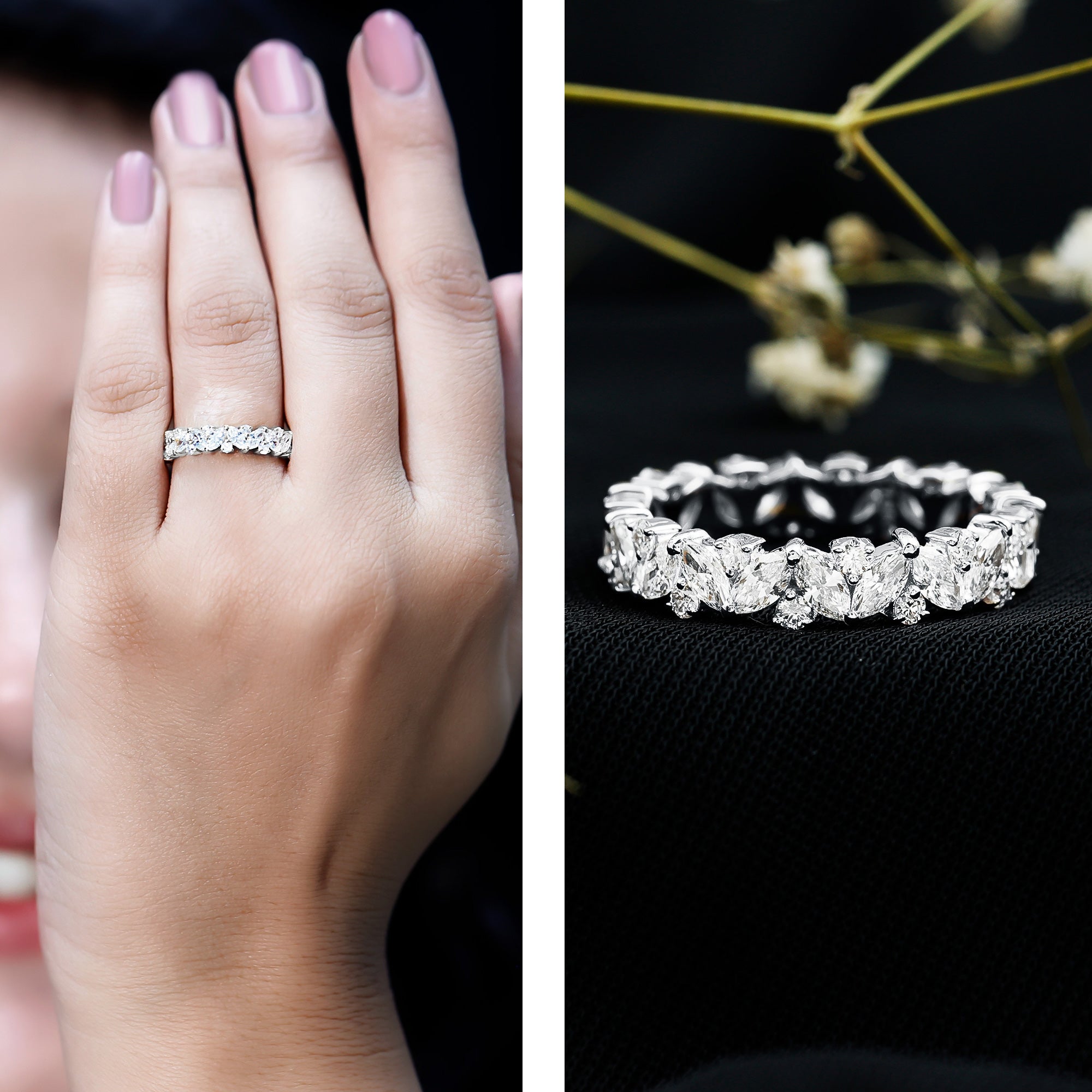 Certified Lab Grown Diamond Full Eternity Wedding Ring Lab - ( EF-VS ) - Rosec Jewels