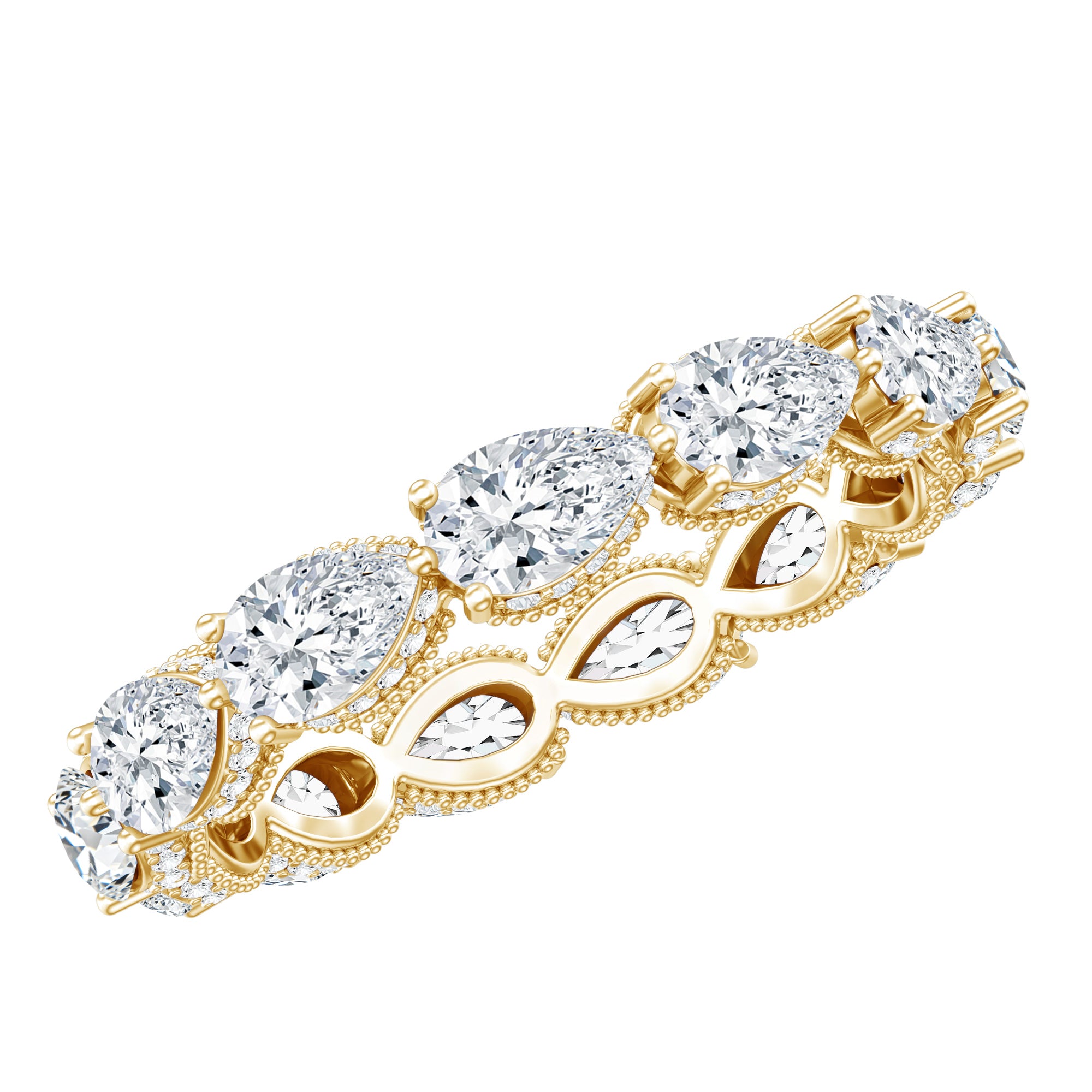 Certified Pear Shape Lab Grown Diamond Eternity Ring Lab - ( EF-VS ) - Rosec Jewels