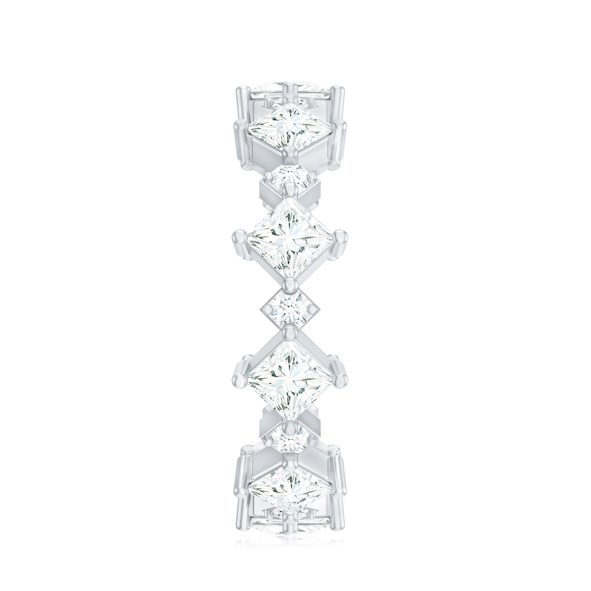 Certified Princess Cut Lab Grown Diamond Eternity Wedding Ring Lab - ( EF-VS ) - Rosec Jewels