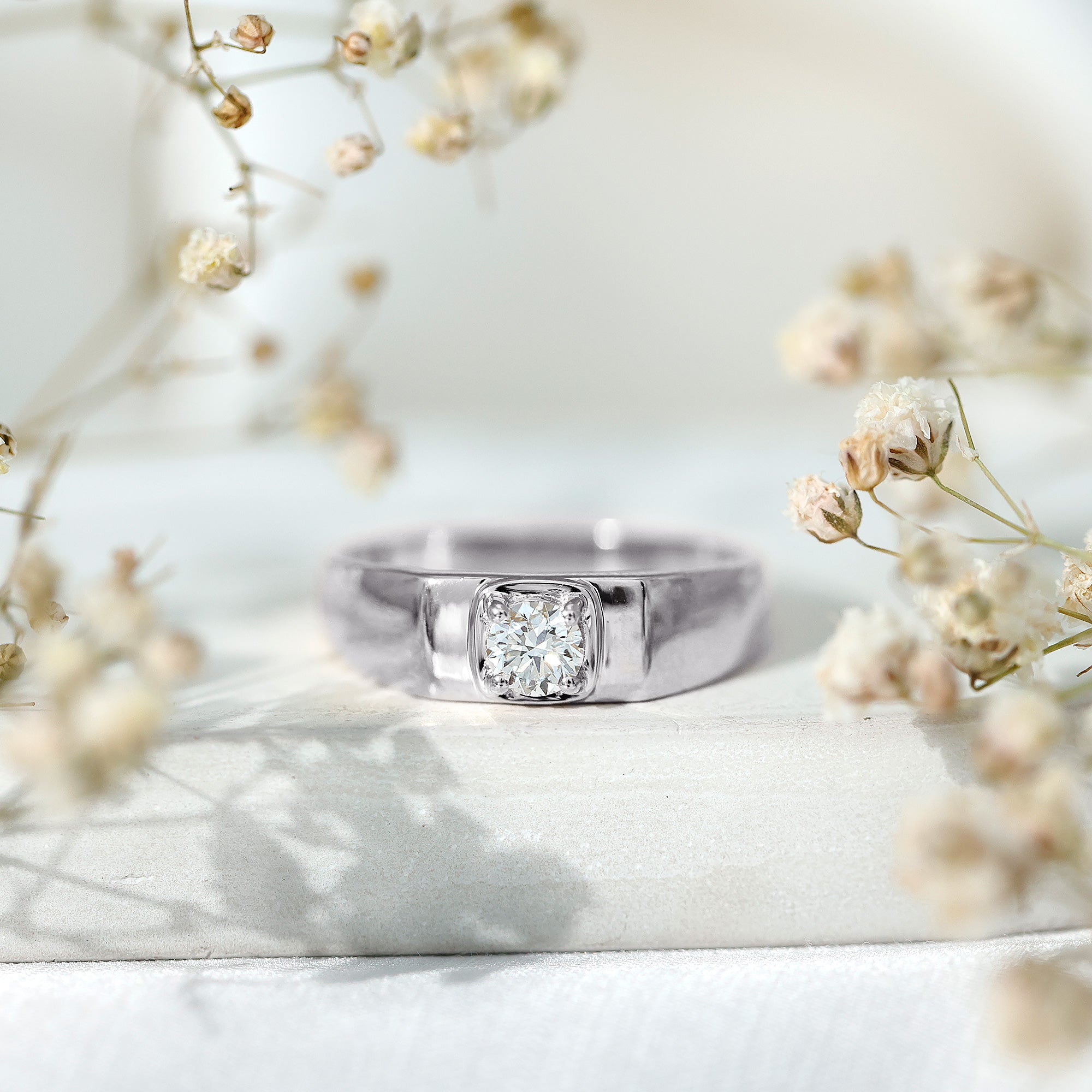Brilliant Cut Lab Grown Diamond Engagement Ring for Men Lab - ( EF-VS ) - Rosec Jewels