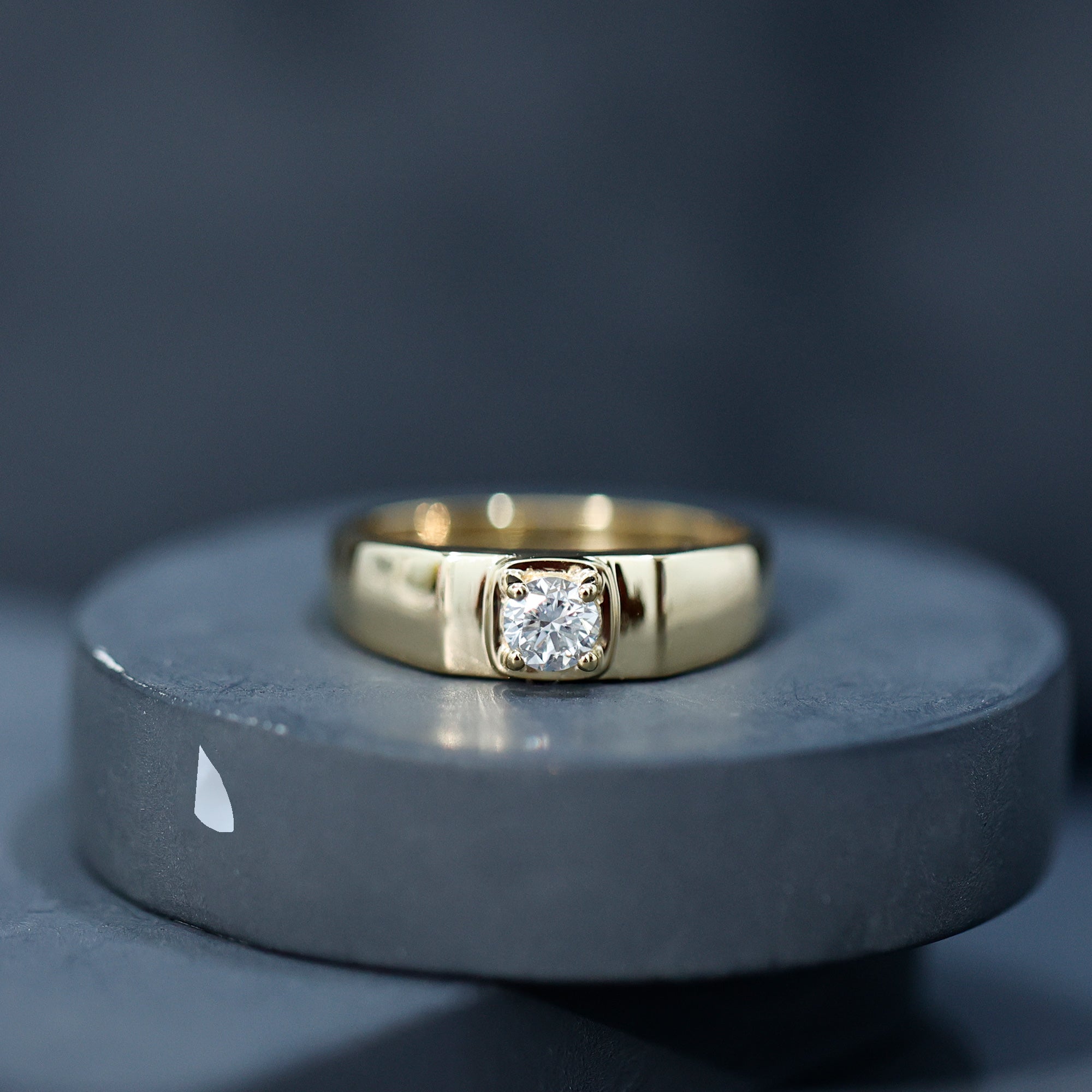 Brilliant Cut Lab Grown Diamond Engagement Ring for Men Lab - ( EF-VS ) - Rosec Jewels