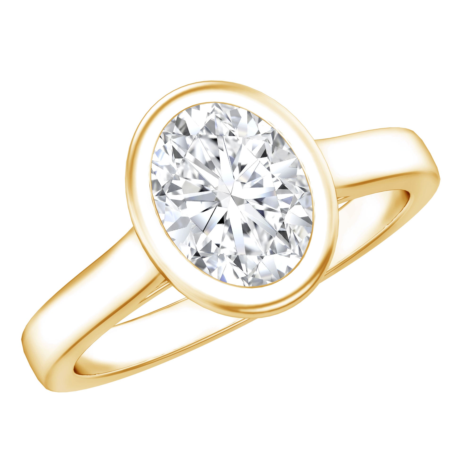 Certified 6X8 MM Lab Grown Diamond Bezel Set Engagement Ring Lab - ( EF-VS ) - Rosec Jewels