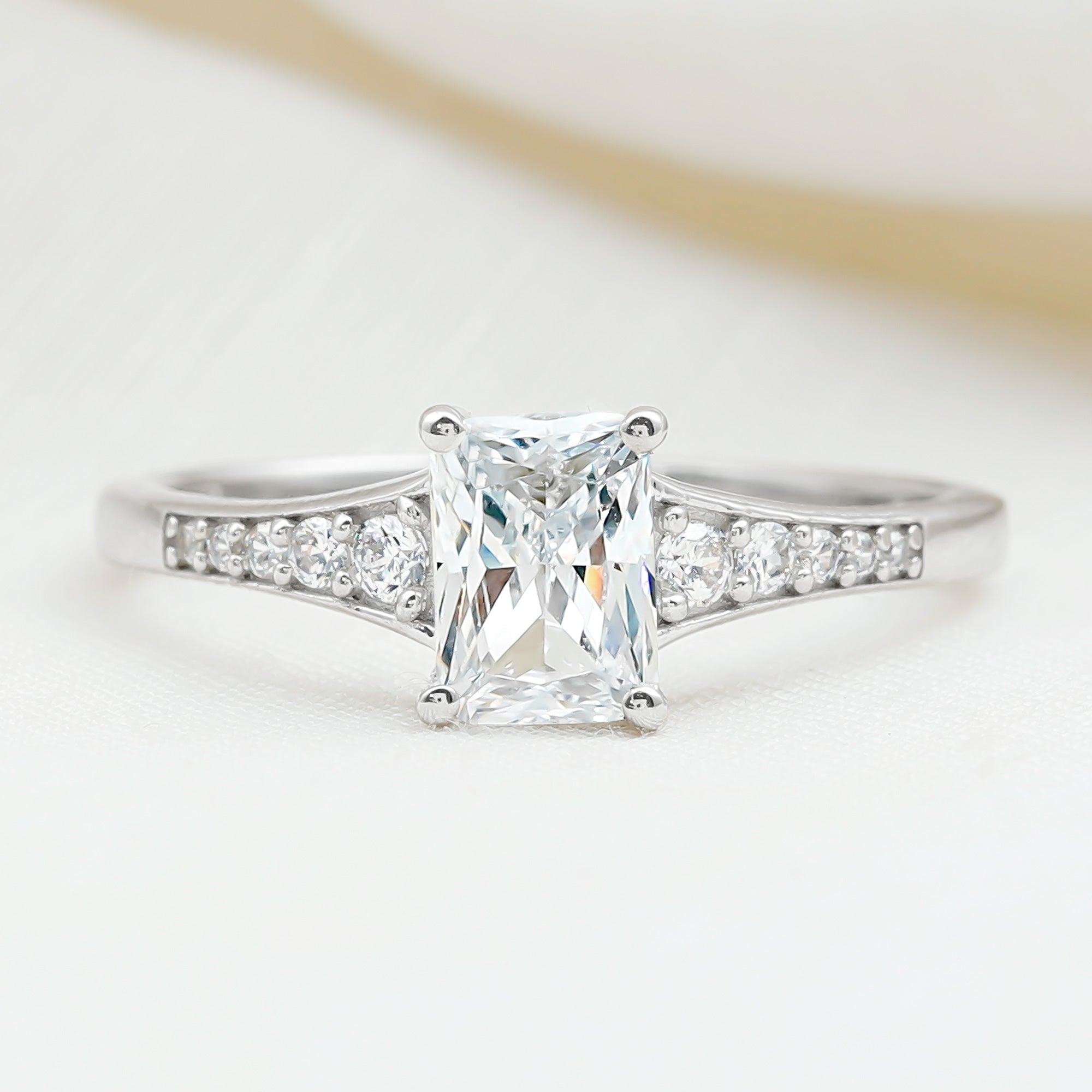 Brilliant Cut 7X5 MM Lab Grown Diamond Emerald Cut Engagement Ring Lab - ( EF-VS ) - Rosec Jewels
