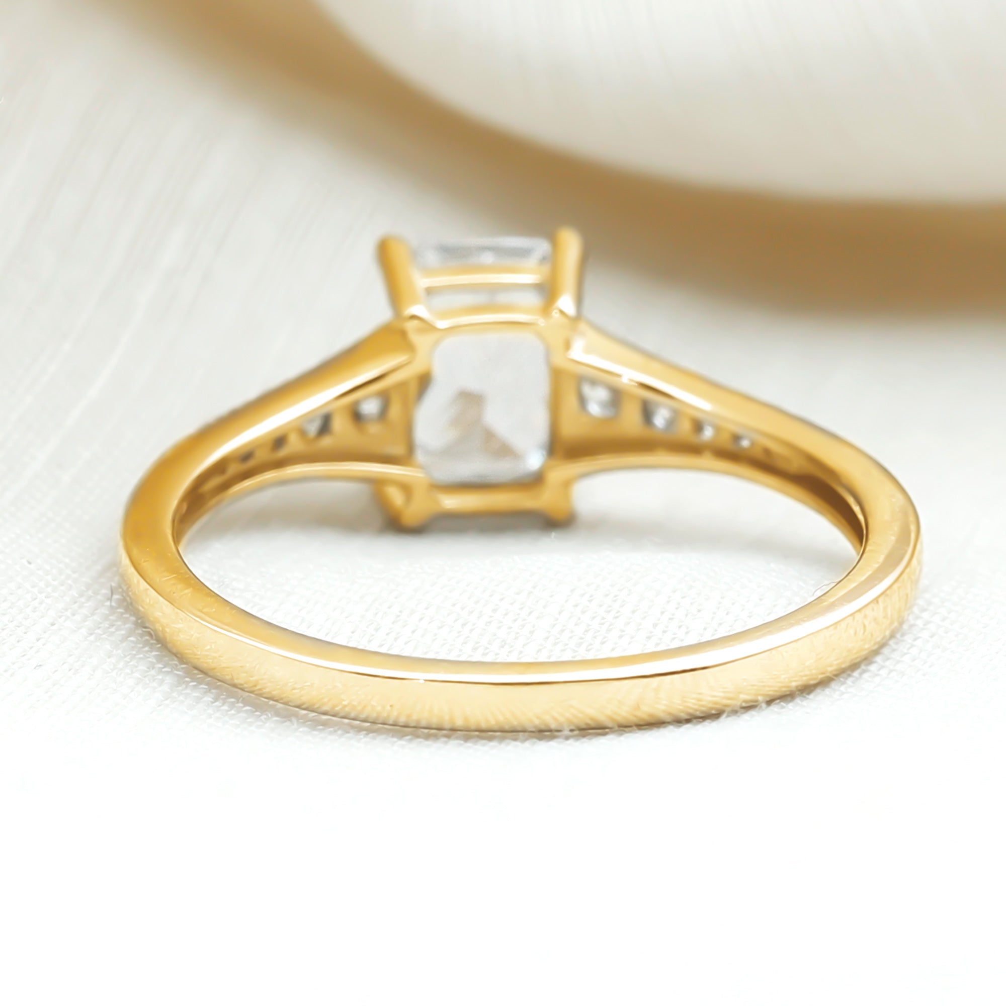 Brilliant Cut 7X5 MM Lab Grown Diamond Emerald Cut Engagement Ring Lab - ( EF-VS ) - Rosec Jewels