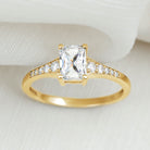 Brilliant Cut 7X5 MM Lab Grown Diamond Emerald Cut Engagement Ring Lab - ( EF-VS ) - Rosec Jewels