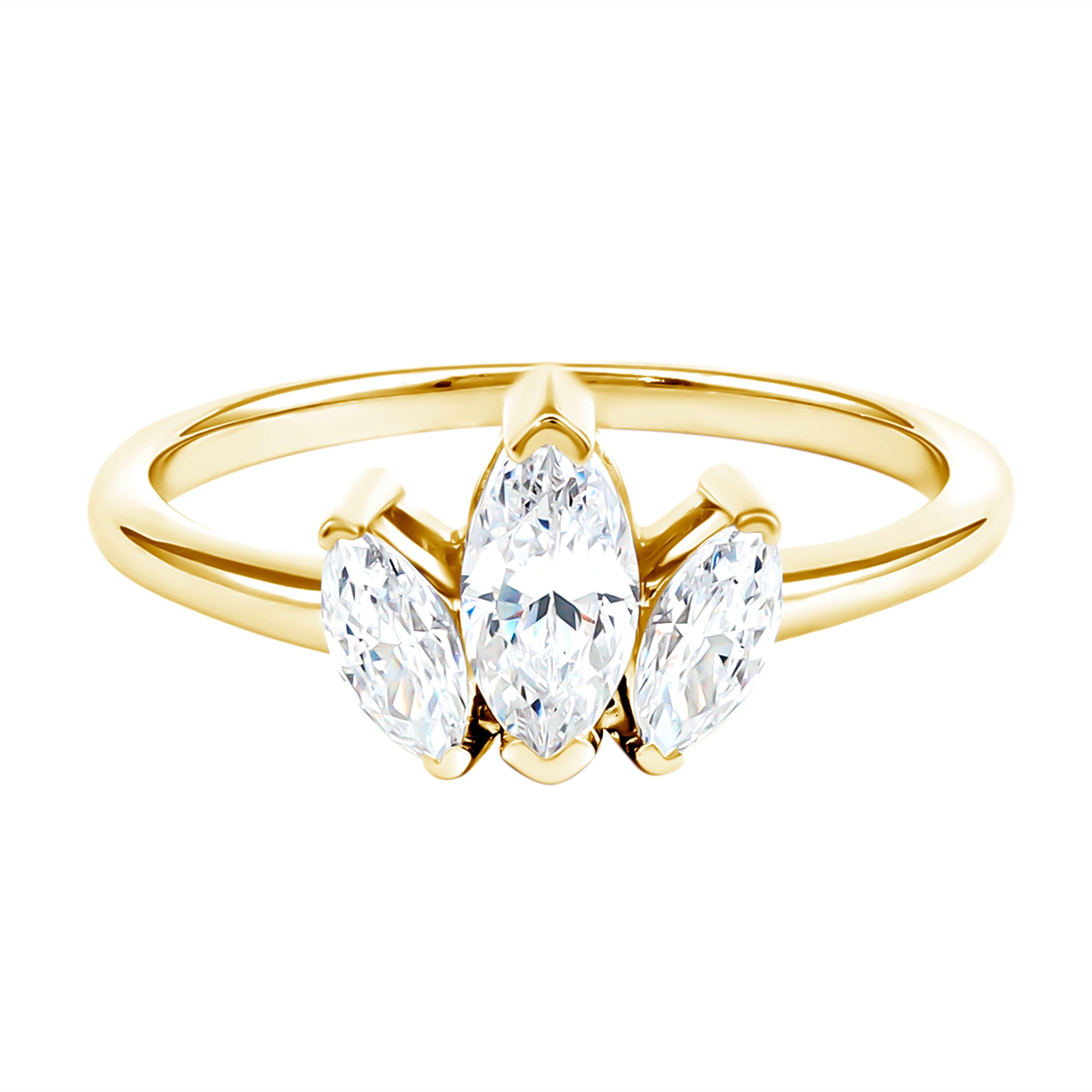 Rosec Jewels-Marquise Cut Lab Grown Diamond 3 Stone Engagement Ring