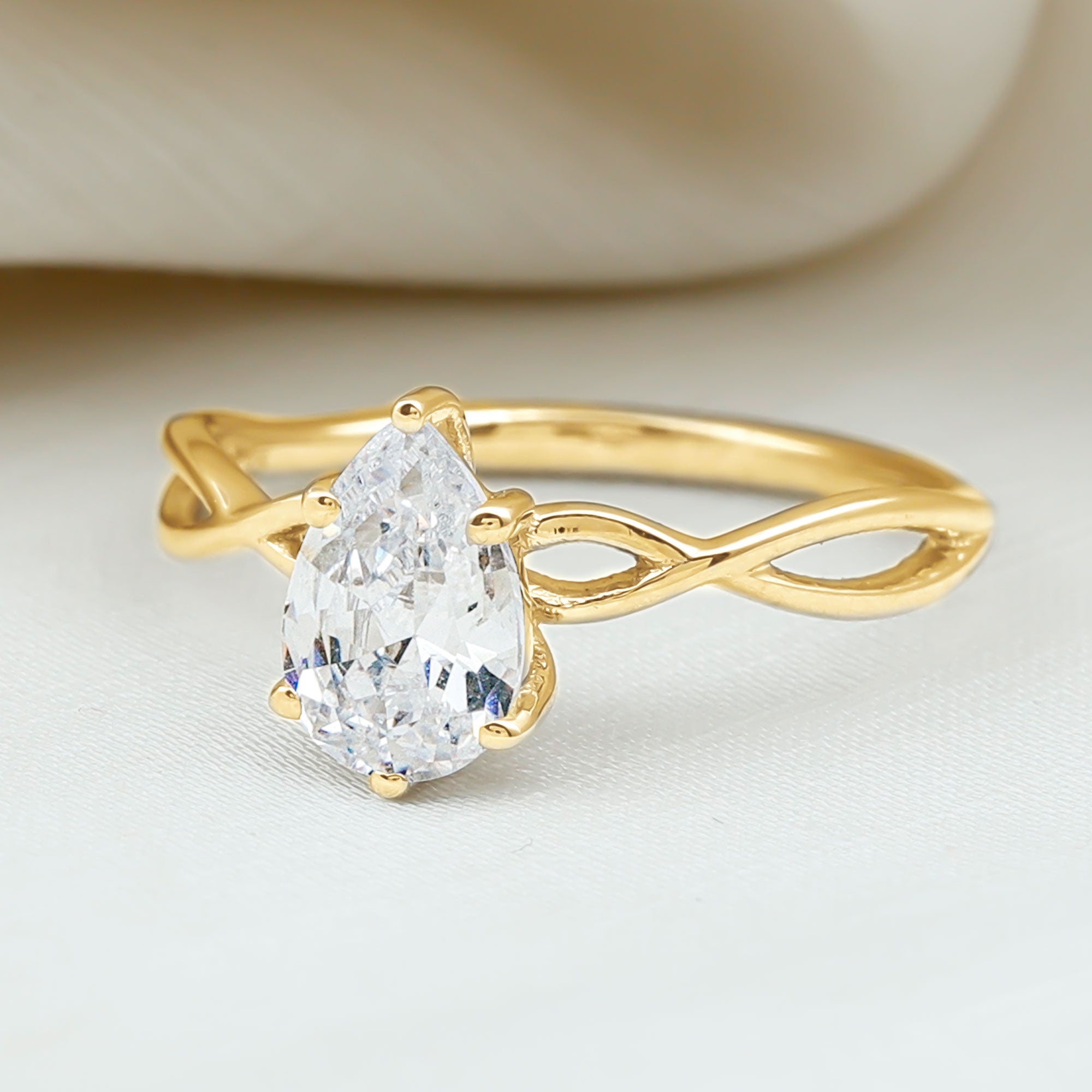 Rosec Jewels-Lab Grown Diamond Pear Engagement Ring with Infinity Band