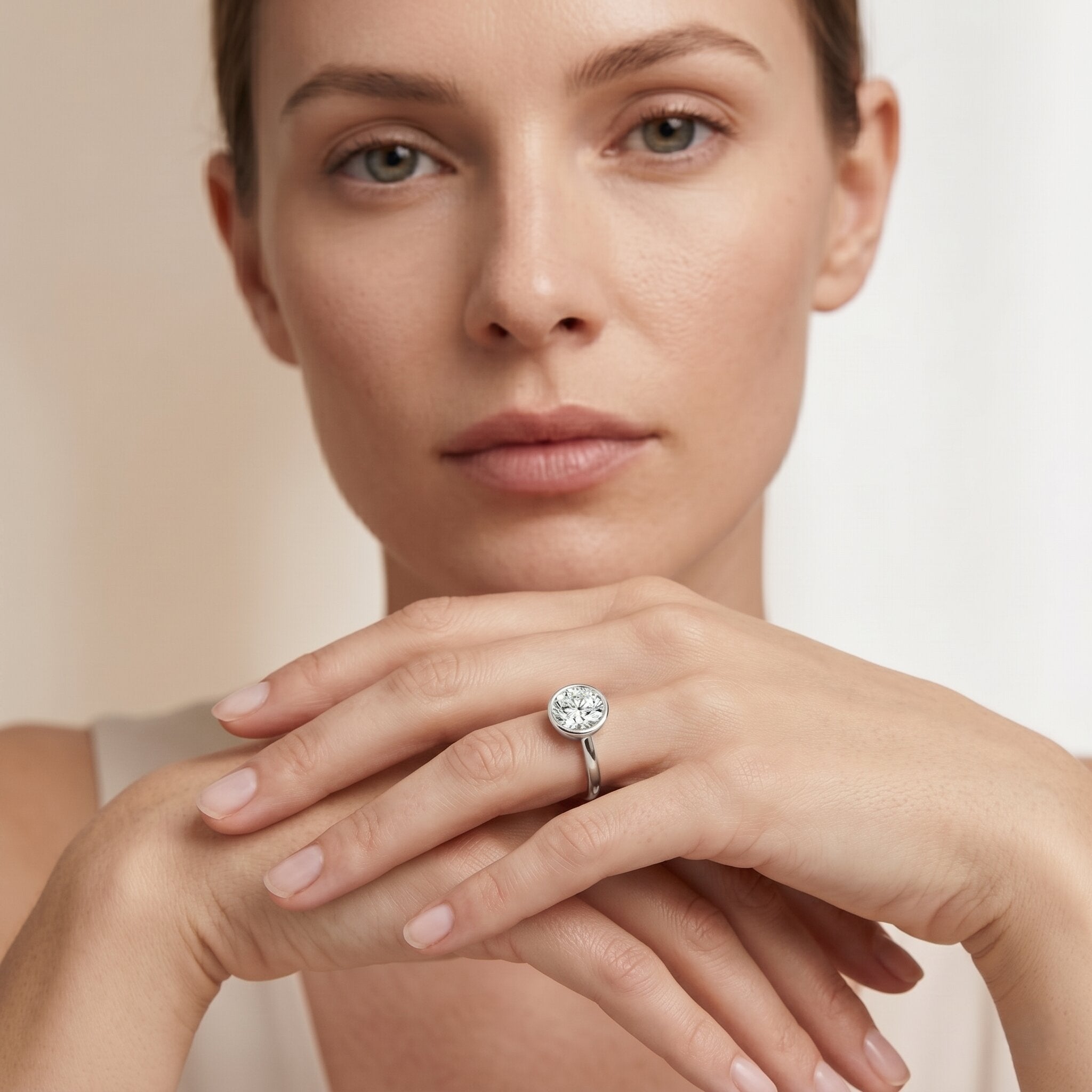 IGI Certified 1 CT Lab Grown Diamond Ring in Bezel Setting Lab - ( E-VS1 ) - Rosec Jewels