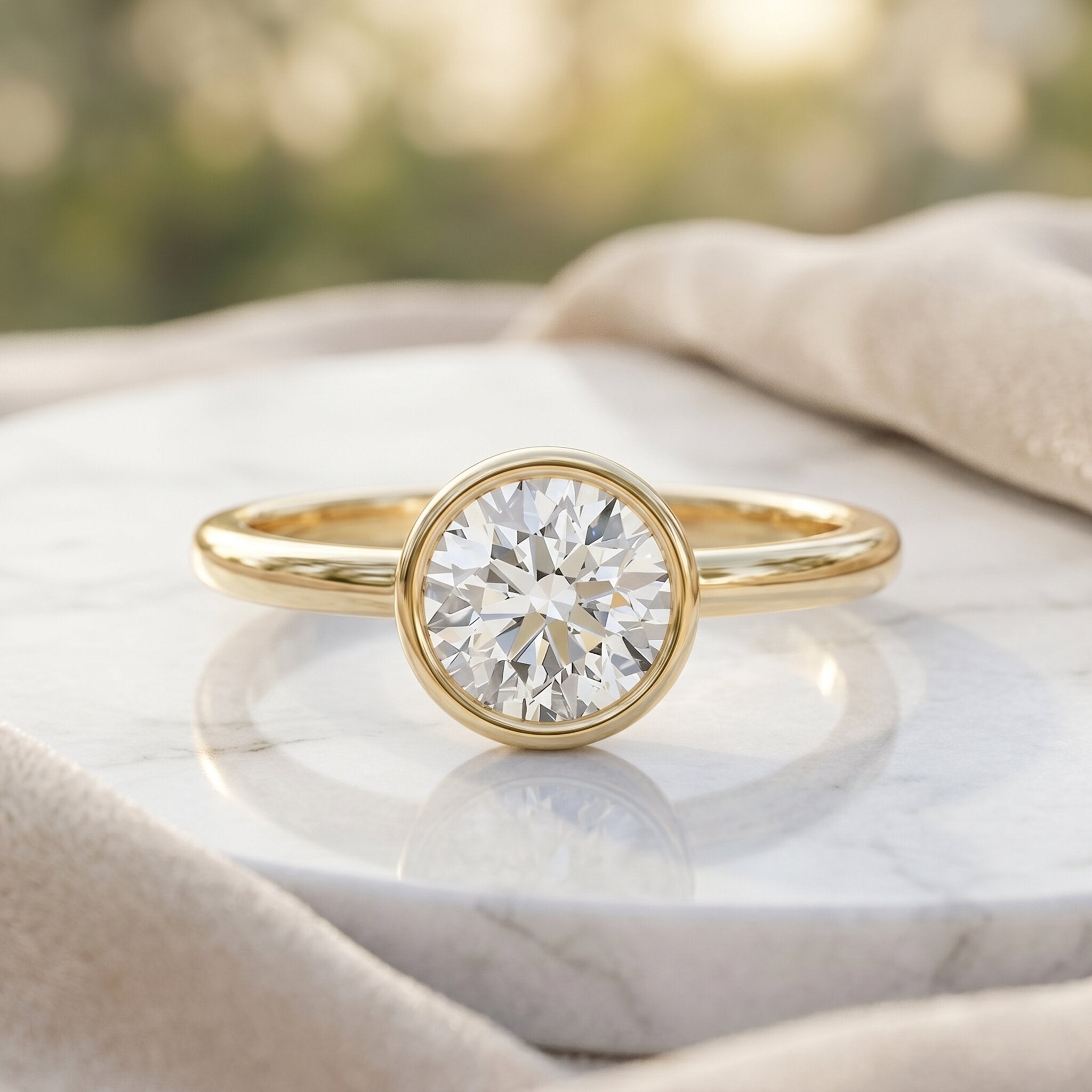IGI Certified 1 CT Lab Grown Diamond Ring in Bezel Setting Lab - ( E-VS1 ) - Rosec Jewels