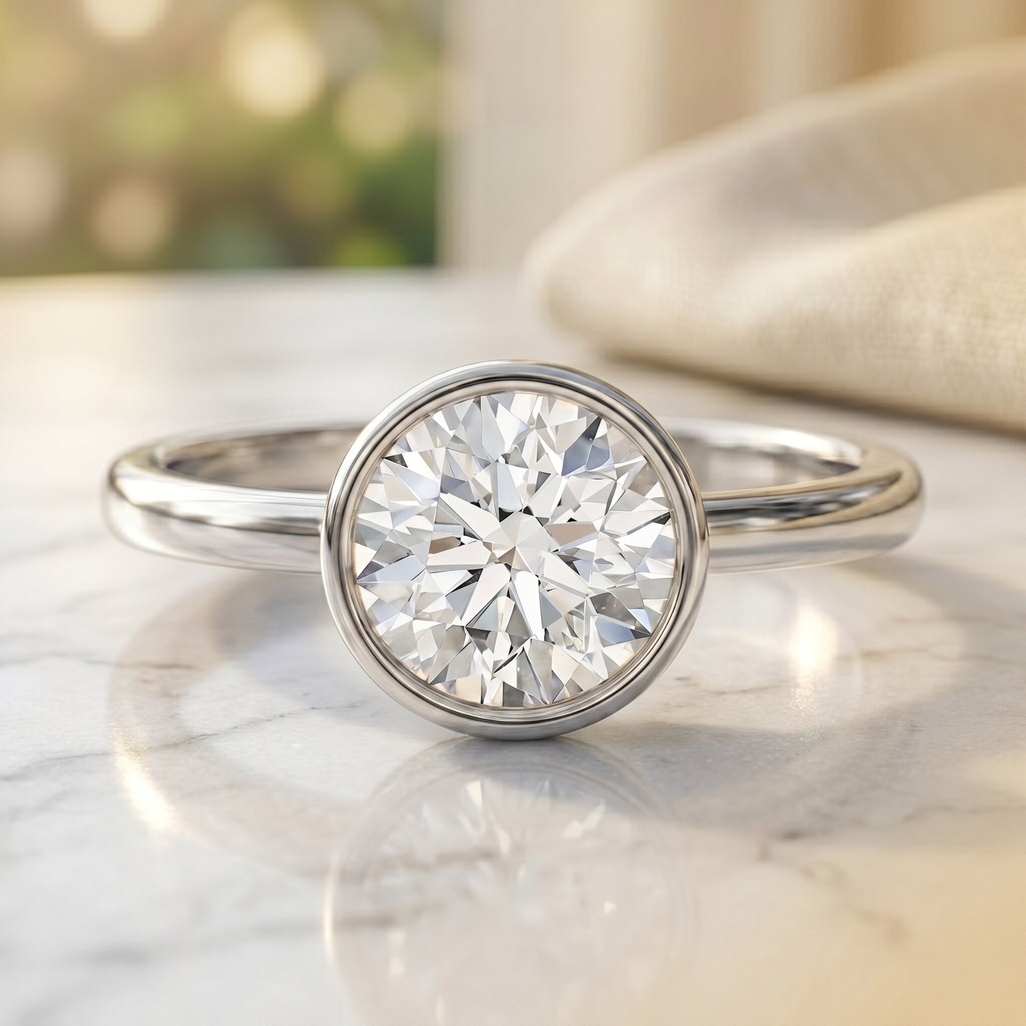 Round Lab Grown Diamond Classic Engagement Ring with IGI Certificate Lab - ( E-VS1 ) - Rosec Jewels