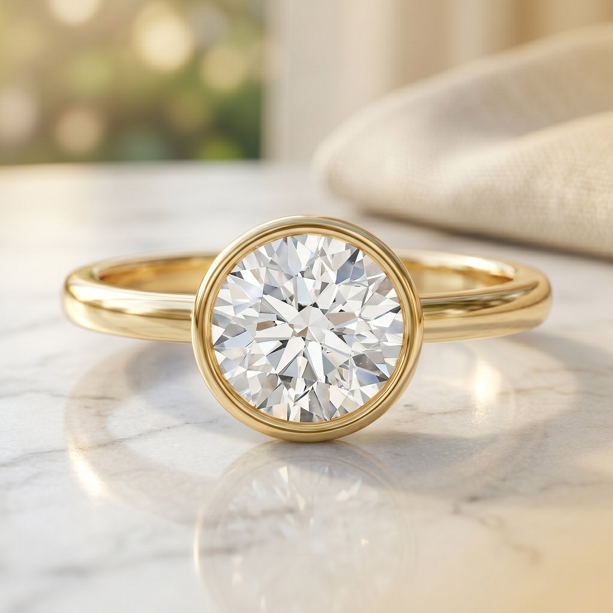 Round Lab Grown Diamond Classic Engagement Ring with IGI Certificate Lab - ( E-VS1 ) - Rosec Jewels