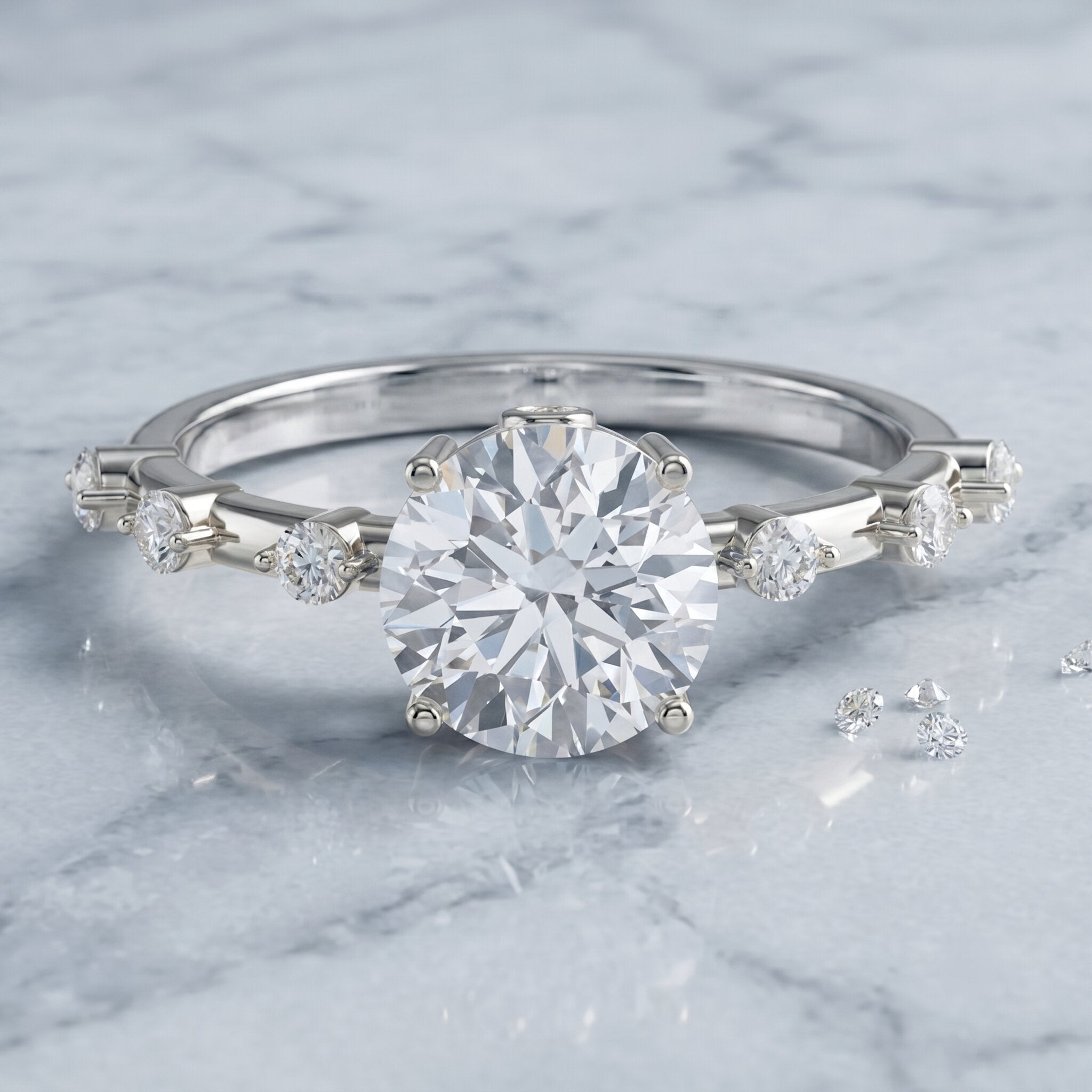 3 CT Lab Grown Diamond Engagement Ring with IGI Certificate Lab - ( E-VS1 ) - Rosec Jewels