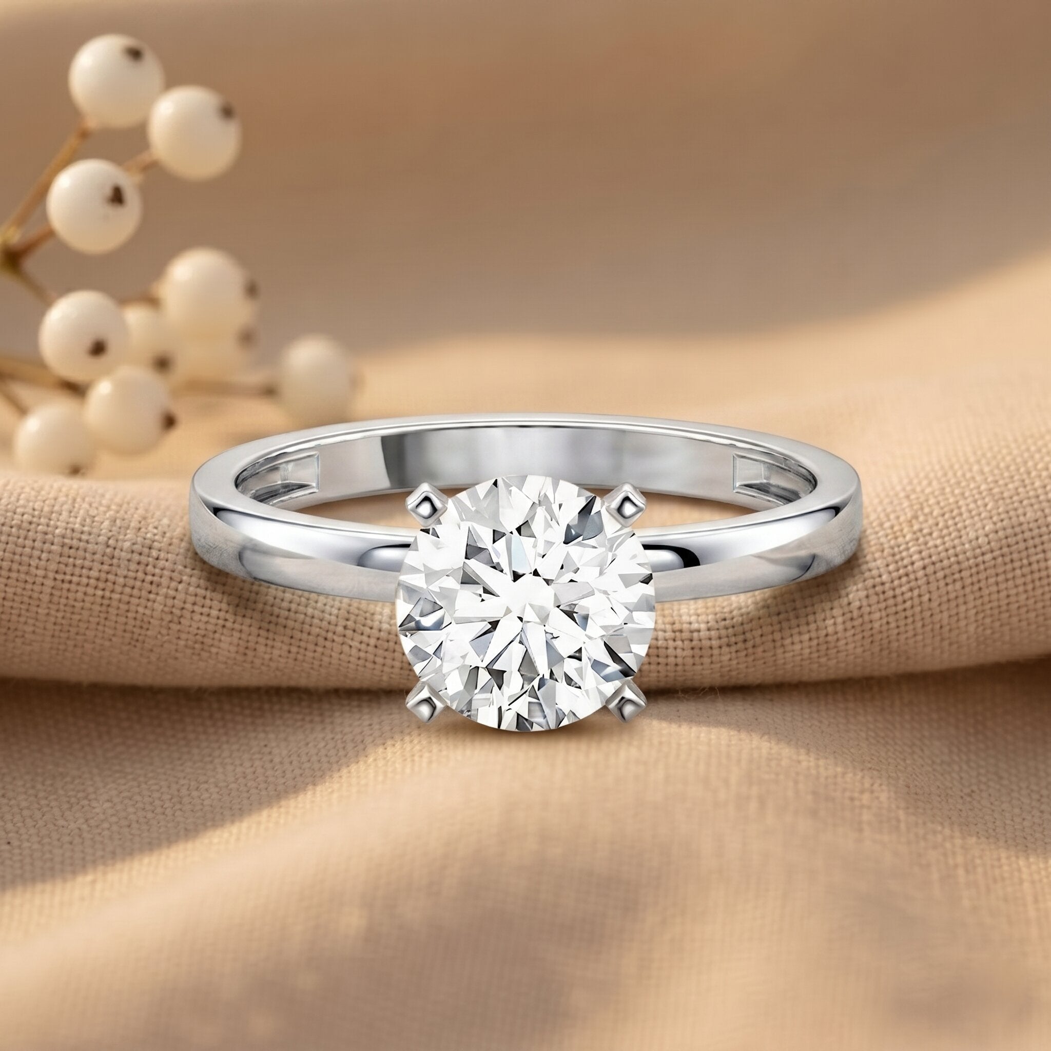 Peg Head Set 1 Carat Lab Grown Diamond Solitaire Ring with IGI Certificate Lab - ( E-VS1 ) - Rosec Jewels
