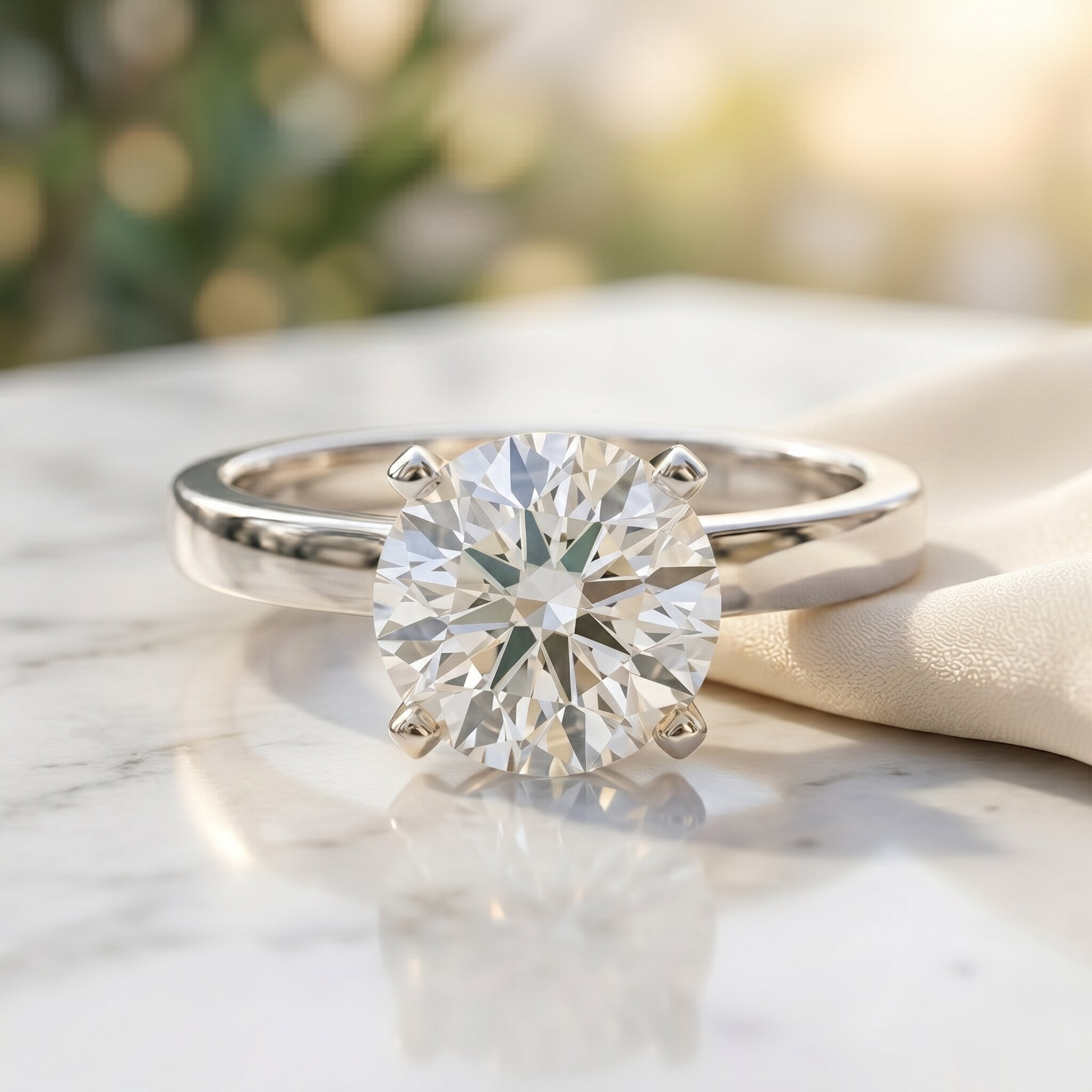 IGI Certified 3 CT Round Lab Grown Diamond Solitaire Engagement Ring Lab - ( E-VS1 ) - Rosec Jewels