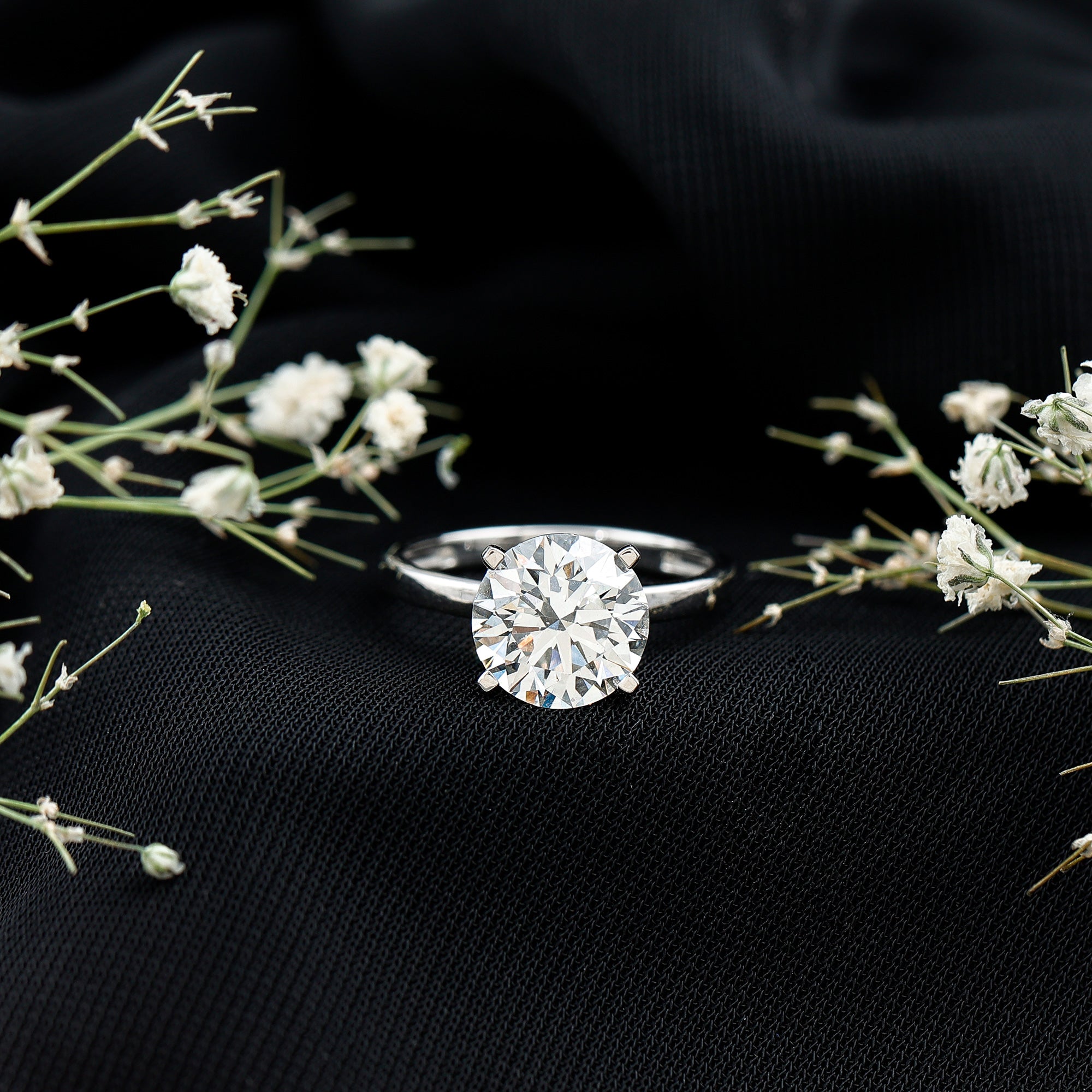 IGI Certified 3 CT Round Lab Grown Diamond Solitaire Engagement Ring Lab - ( E-VS1 ) - Rosec Jewels