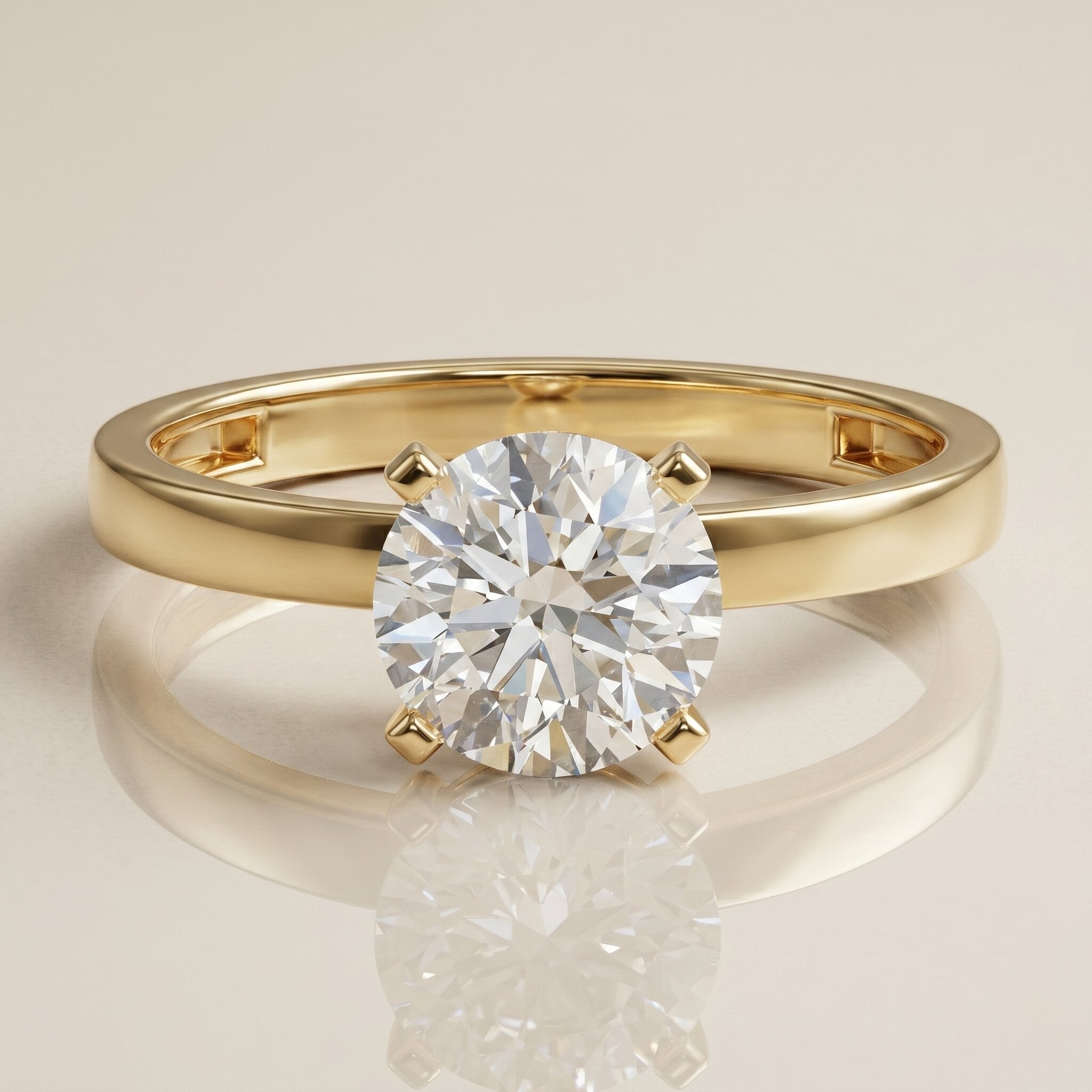 IGI Certified 3 CT Round Lab Grown Diamond Solitaire Engagement Ring Lab - ( E-VS1 ) - Rosec Jewels