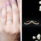 Lab Grown Diamond Chevron Stackable Ring Lab - ( EF-VS ) - Rosec Jewels