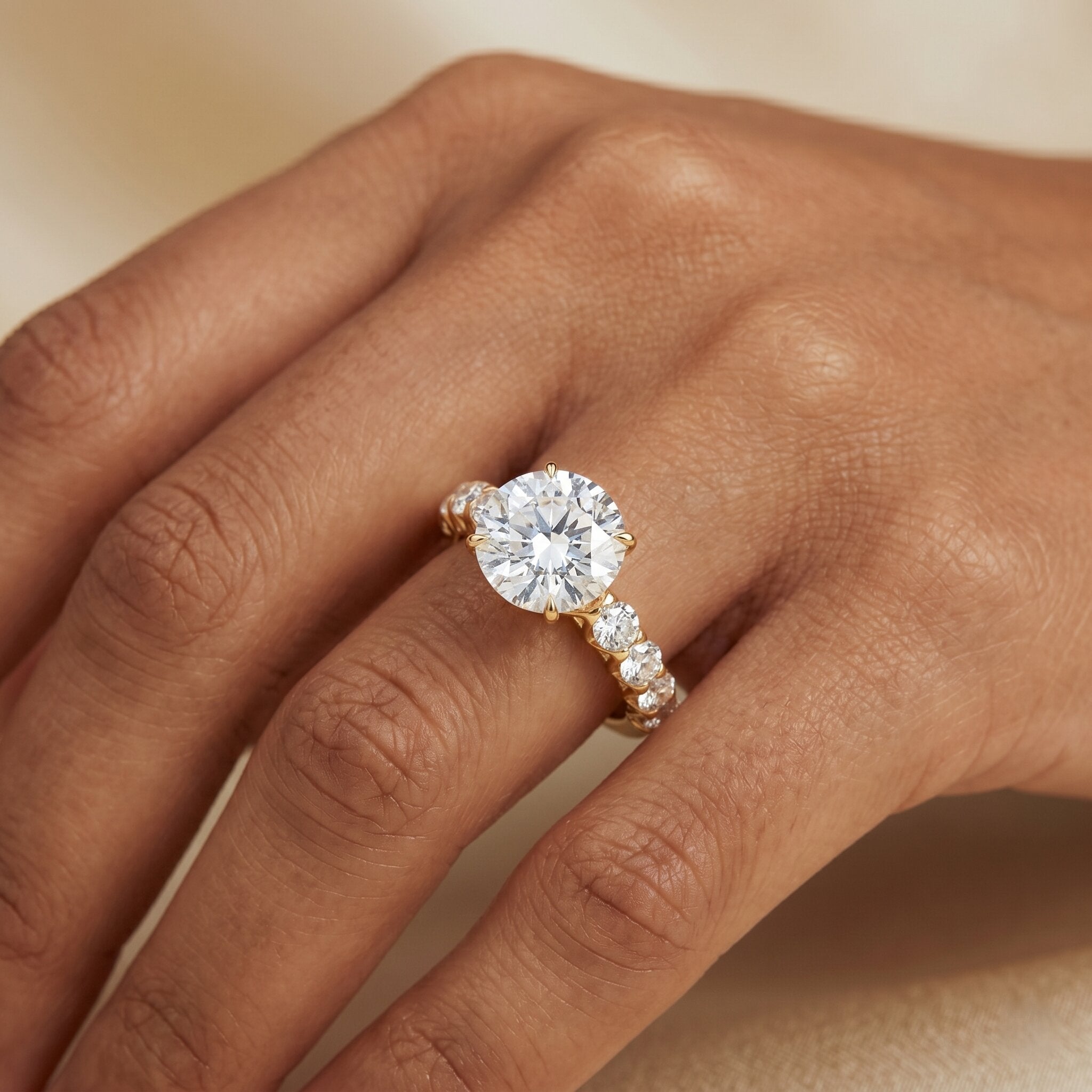 2 Carat Lab Grown Diamond Round Engagement Ring with IGI Certificate Lab - ( E-VS1 ) - Rosec Jewels