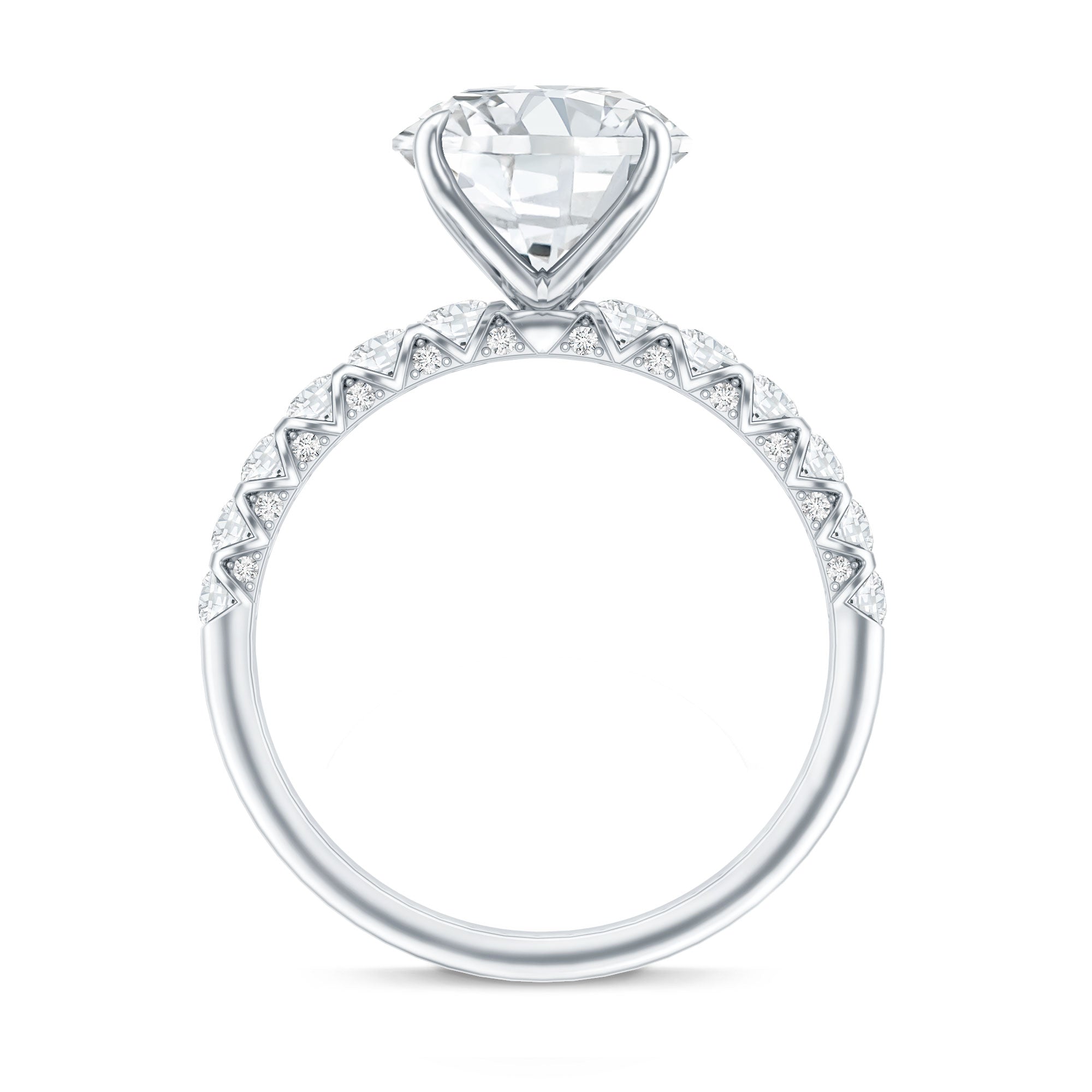 Rosec Jewels-Round Cut 3 Carat Lab Grown Diamond Engagement Ring with IGI Certificate
