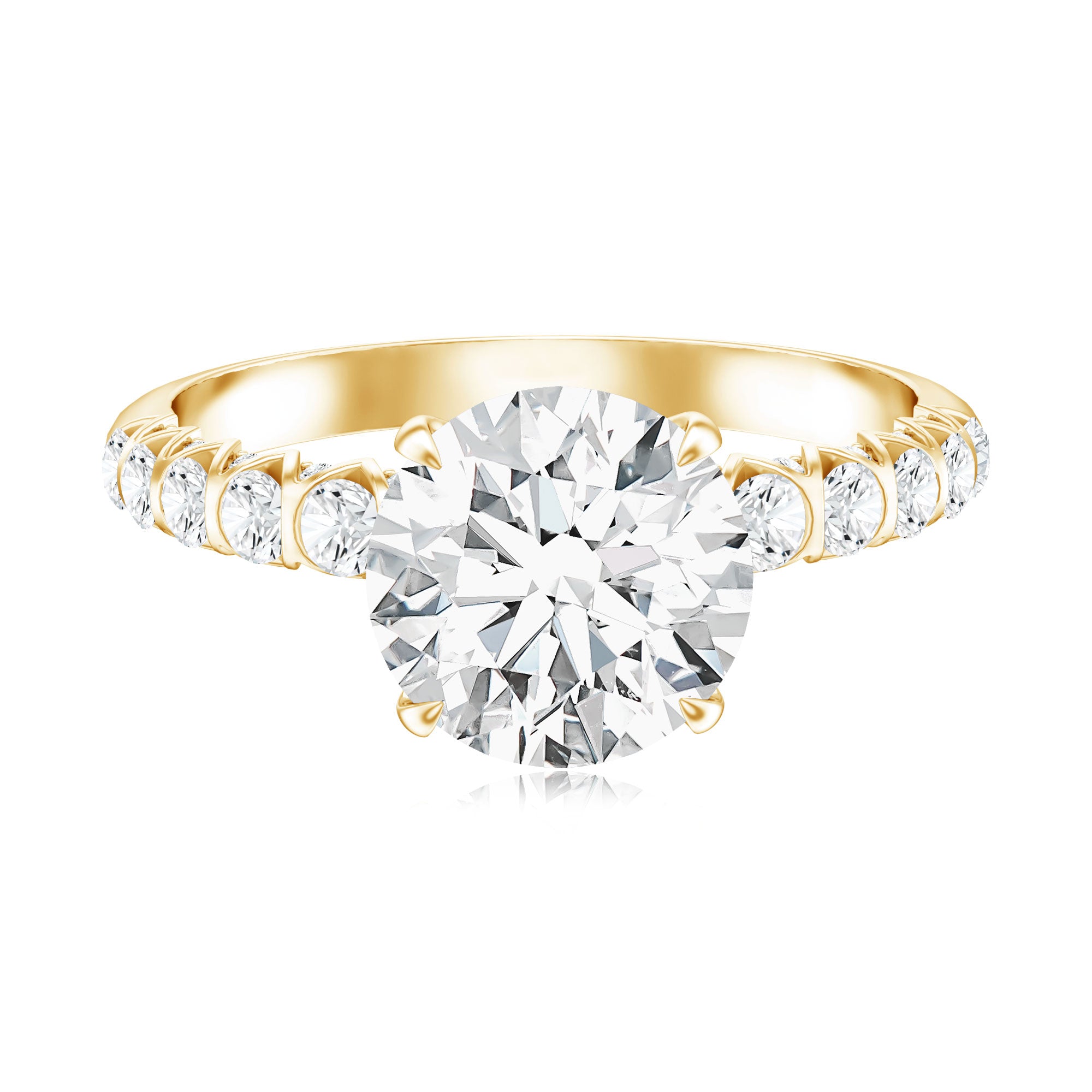 Rosec Jewels-Round Cut 3 Carat Lab Grown Diamond Engagement Ring with IGI Certificate