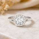 IGI Certified 1 Carat Lab Grown Diamond Halo Engagement Ring for Women Lab - ( E-VS1 ) - Rosec Jewels