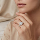 IGI Certified 1 Carat Lab Grown Diamond Halo Engagement Ring for Women Lab - ( E-VS1 ) - Rosec Jewels