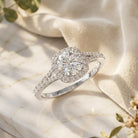 IGI Certified 1 Carat Lab Grown Diamond Halo Engagement Ring for Women Lab - ( E-VS1 ) - Rosec Jewels