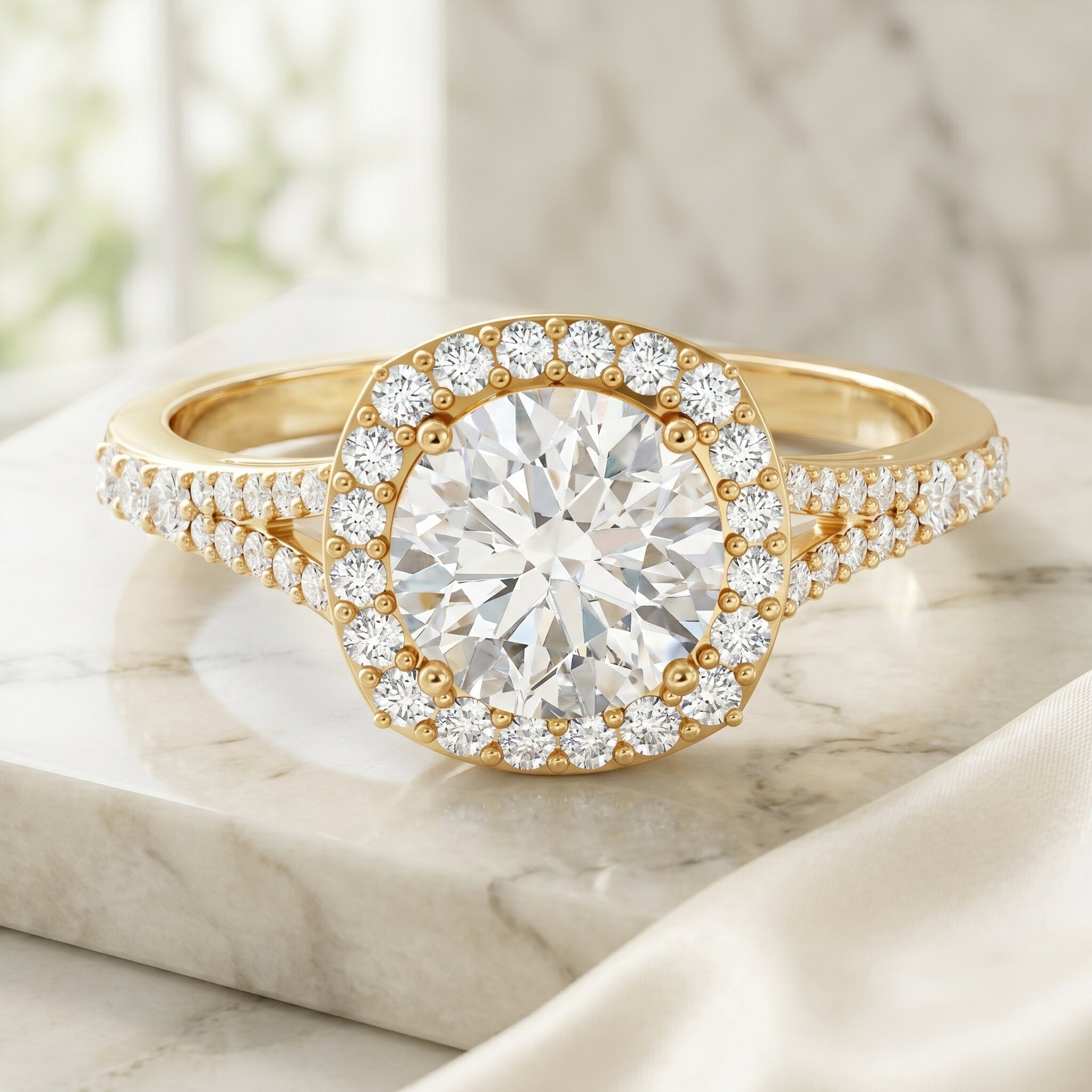 IGI Certified 2 Carat Round Lab Grown Diamond Statement Engagement Ring Lab - ( E-VS1 ) - Rosec Jewels