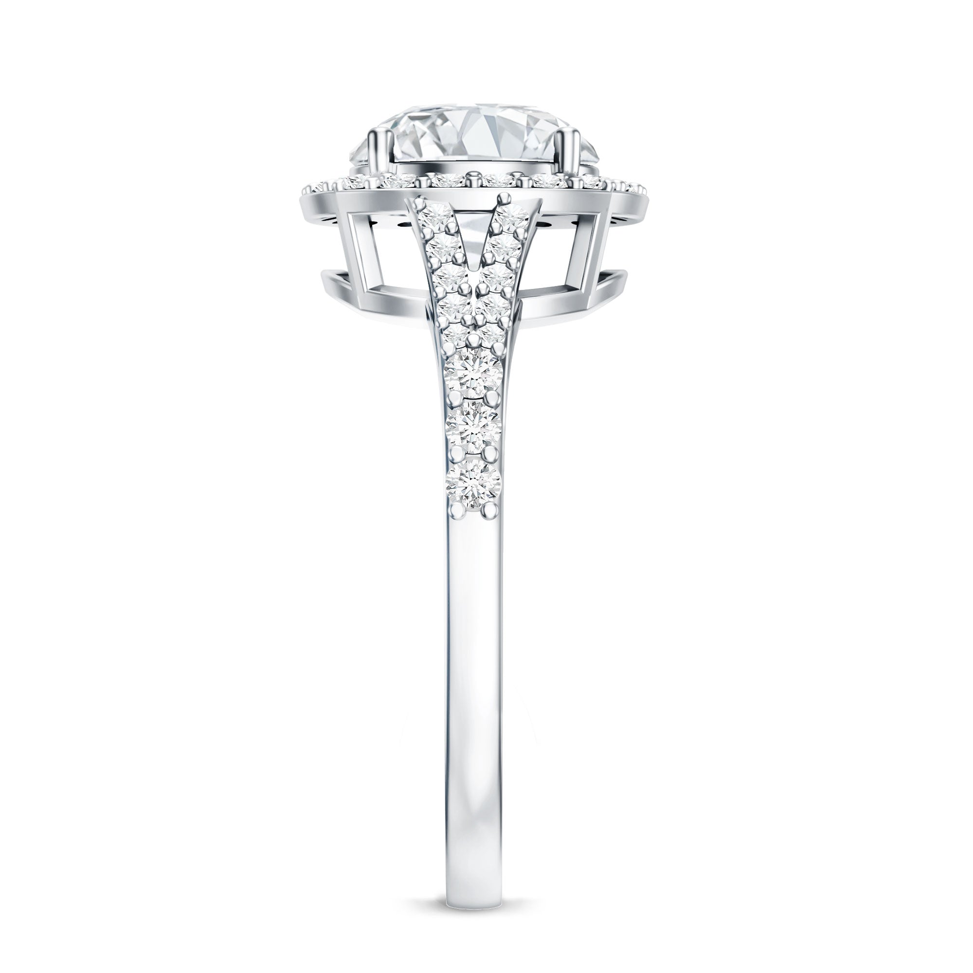 Rosec Jewels-3 Carat Lab Grown Diamond Split Shank Engagement Ring with IGI Certificate