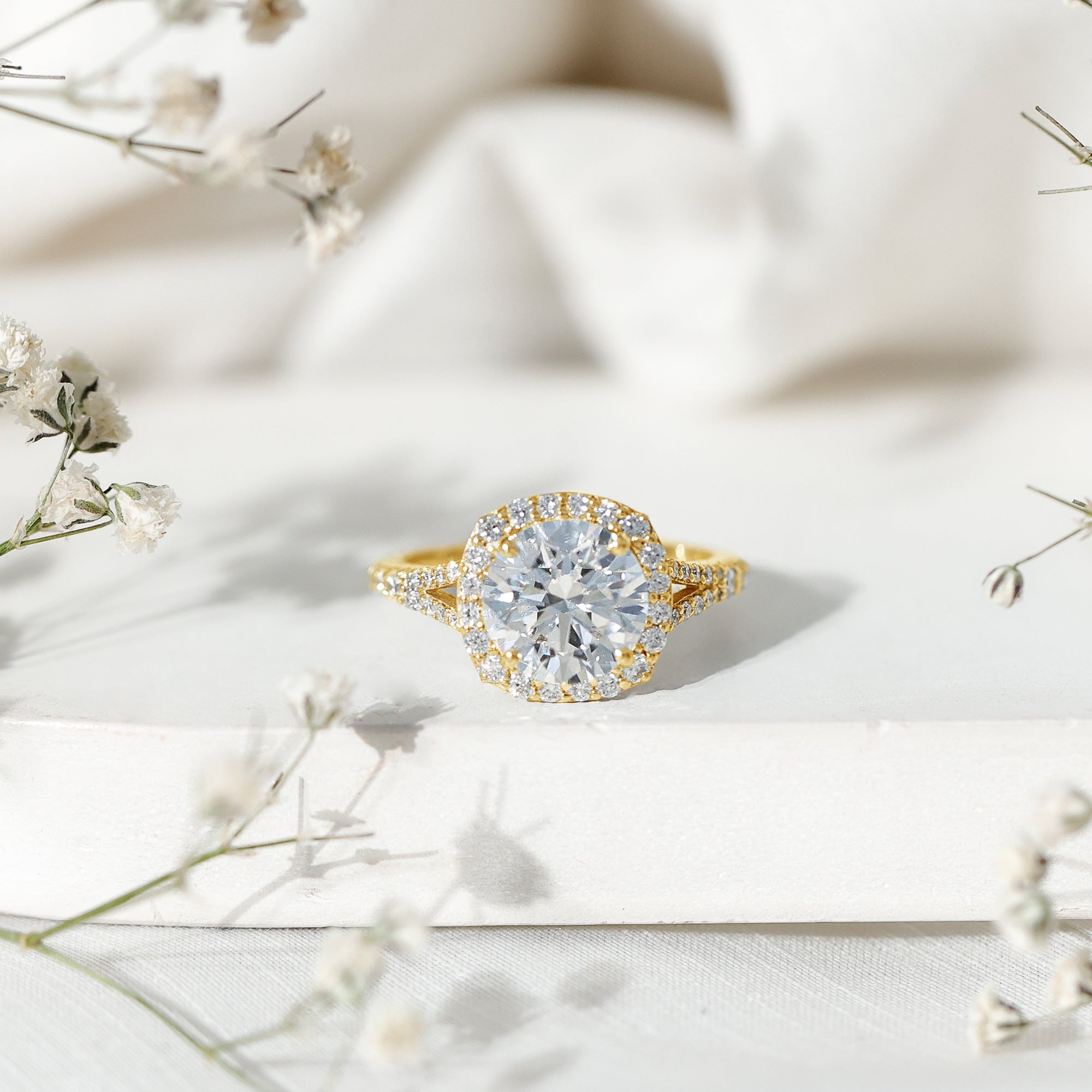 3 Carat Lab Grown Diamond Split Shank Engagement Ring with IGI Certificate Lab - ( E-VS1 ) - Rosec Jewels