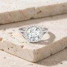 IGI Certified Lab Grown Diamond Statement Engagement Ring with Split Shank Lab - ( E-VS1 ) - Rosec Jewels