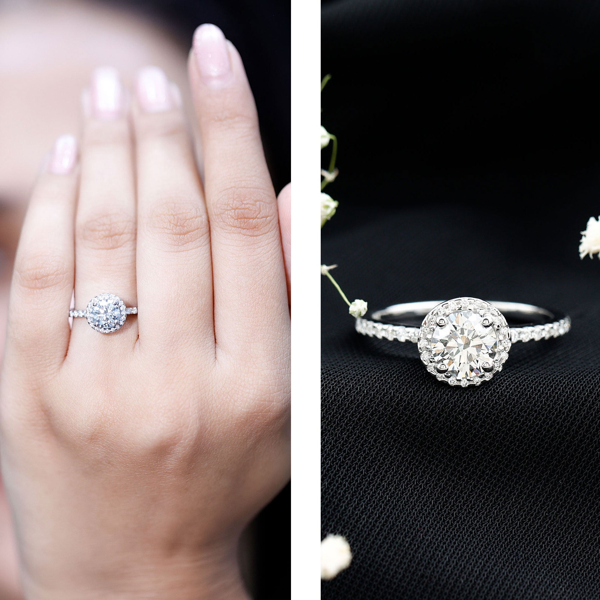 IGI Certified 1 CT Lab Grown Diamond Round Engagement Ring Lab - ( E-VS1 ) - Rosec Jewels