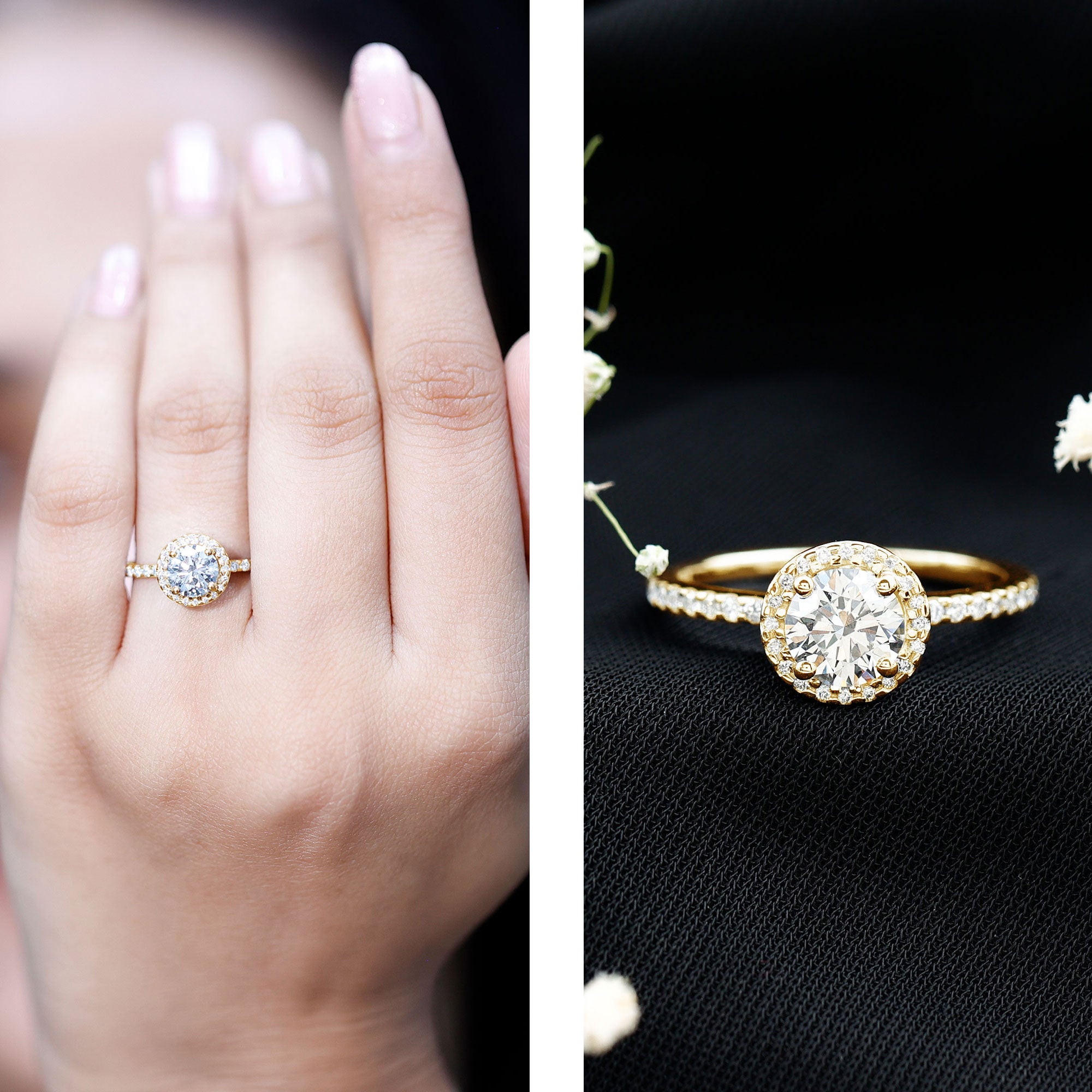 IGI Certified 1 CT Lab Grown Diamond Round Engagement Ring Lab - ( E-VS1 ) - Rosec Jewels